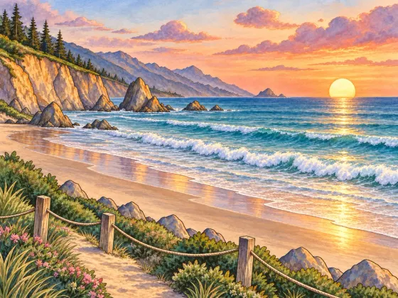Beach Sunset — finished reference painting