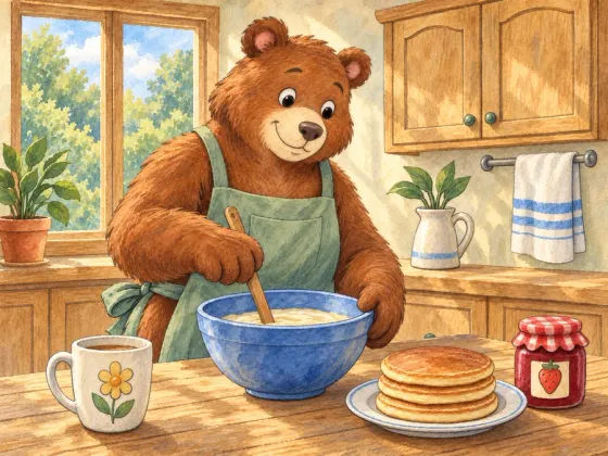 Bear’s Breakfast Kitchen — finished reference painting