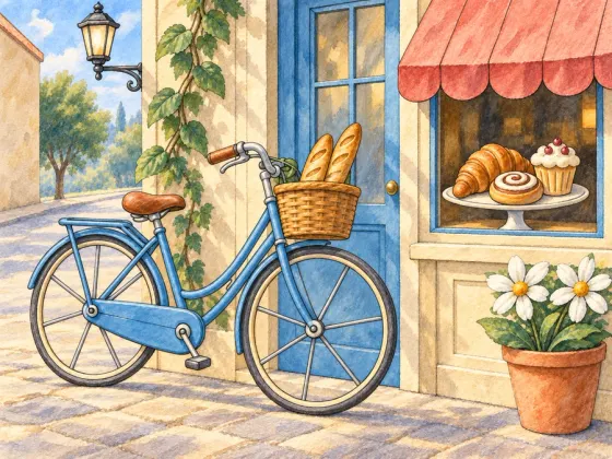 Bicycle Outside the Bakery — finished reference painting