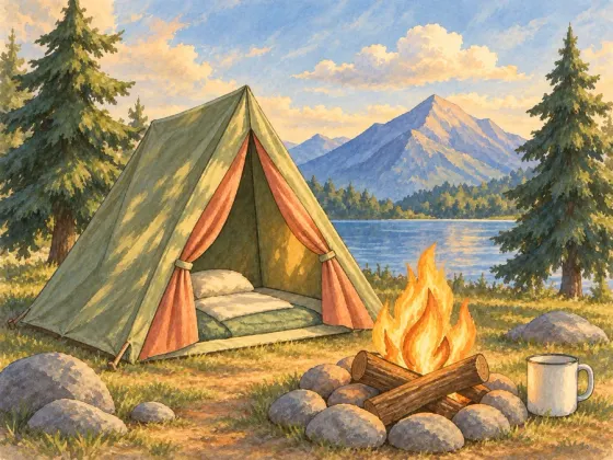 Campfire and Tent — finished reference painting