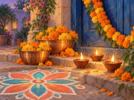 Festival of Marigolds — finished reference painting