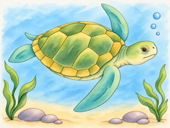 Gentle Sea Turtle — finished reference painting