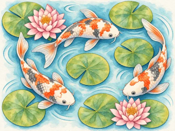 Koi and Water Lilies — finished reference painting