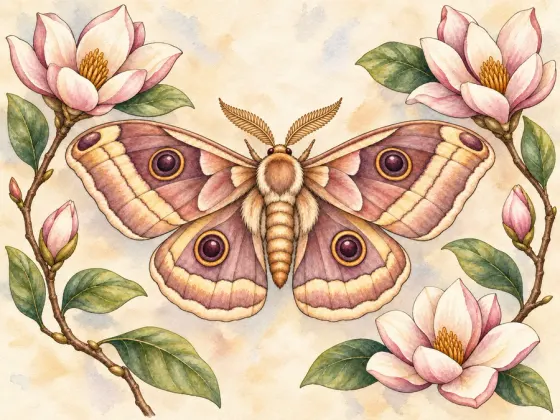 Moth and Magnolias — finished reference painting