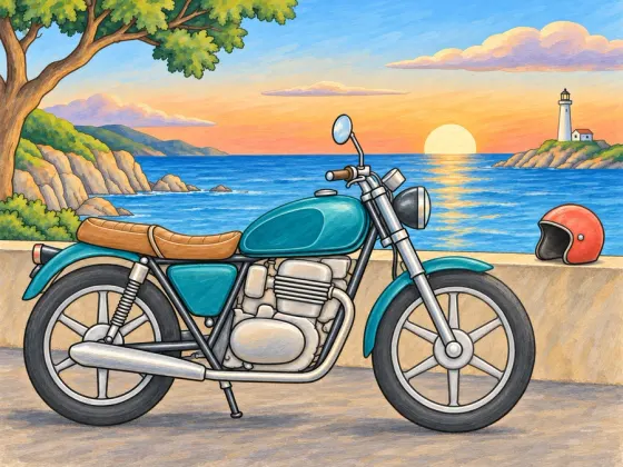 Motorcycle at the Coast — finished reference painting