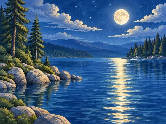 Moonlit Lake — finished reference painting