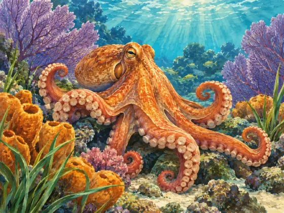 Octopus in the Coral Garden — finished reference painting