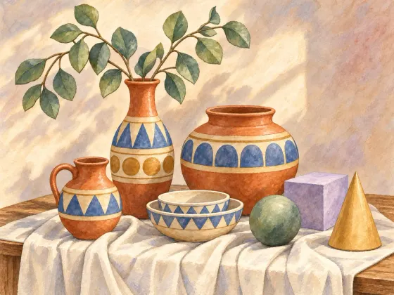 Pottery and Geometric Forms — finished reference painting