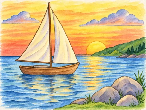Quiet Sailboat Sunset — finished reference painting