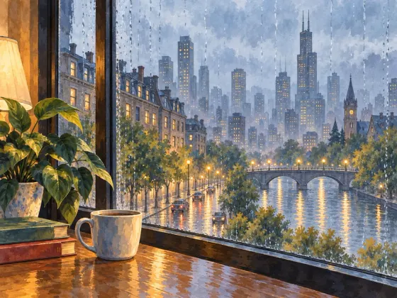 Rainy City Window — finished reference painting