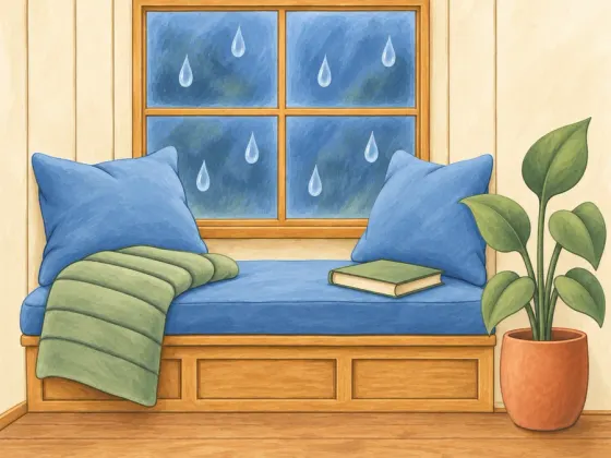 Rainy Window Seat — finished reference painting