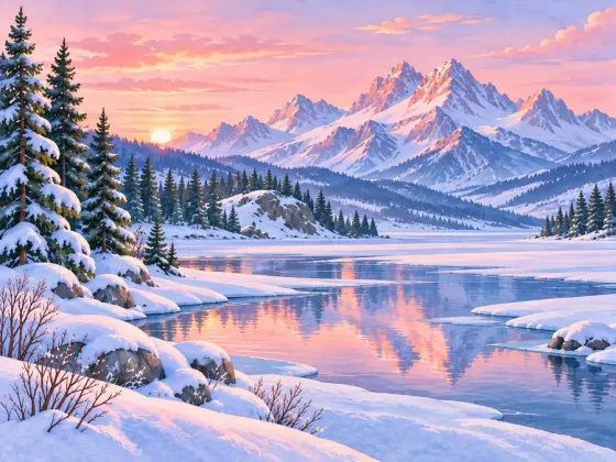 Snowline Dawn — finished reference painting