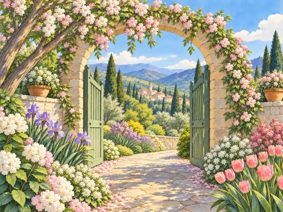 Spring Garden Gate — finished reference painting