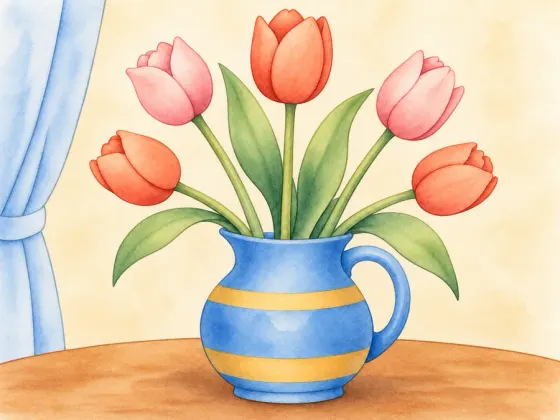 Tulips in a Jug — finished reference painting